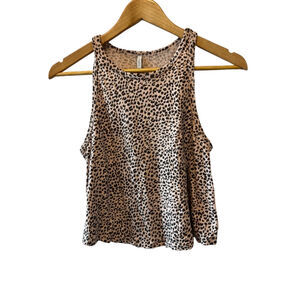 Z Supply Brown Leopard Print Sleeveless Cropped Lightweight Tank Top XS